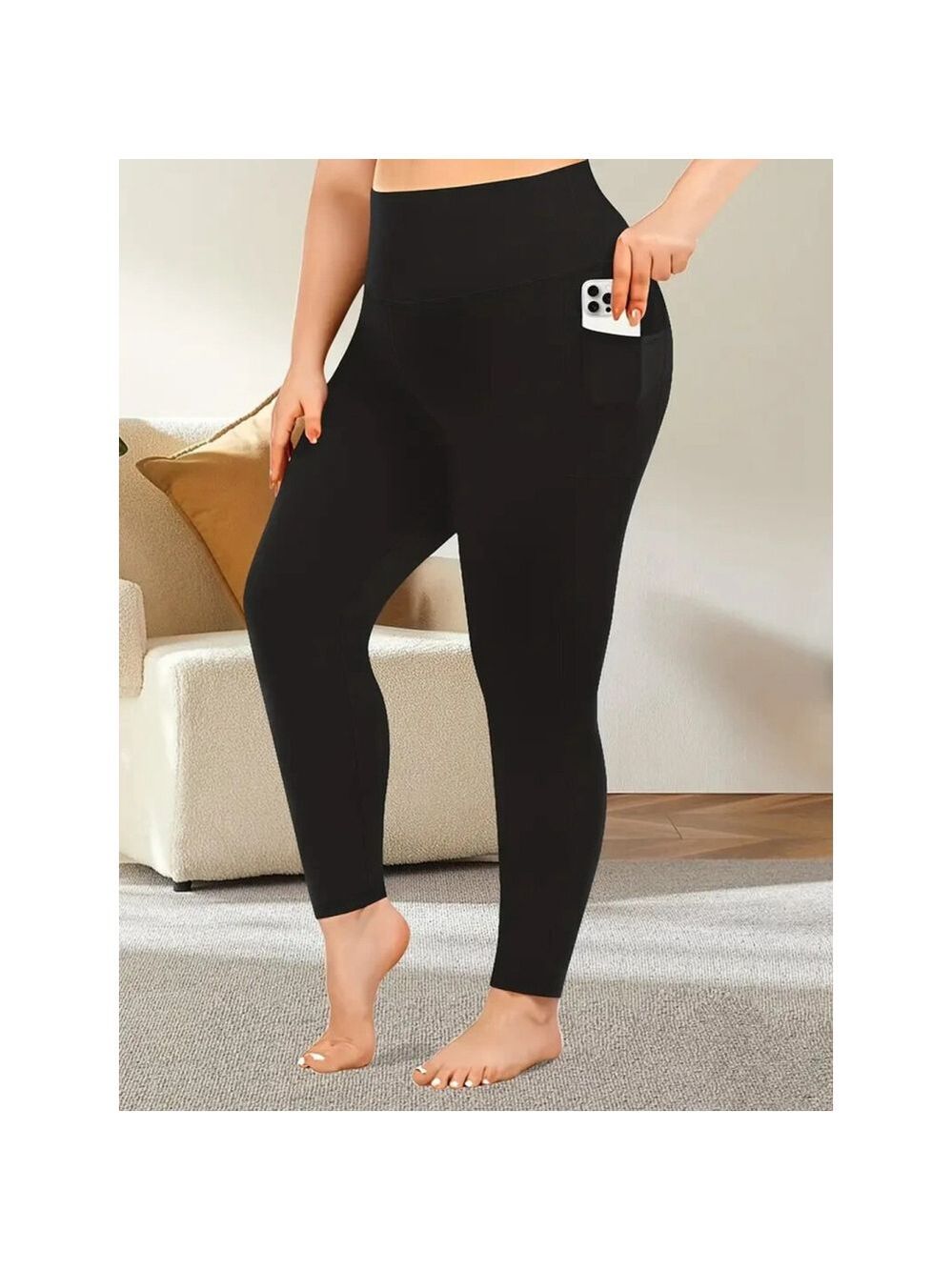 Black High Waisted Tummy Tuck Leggings with Pockets Size 3X